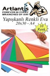 Yapışkanlı Eva A4 20x30 cm 10 Renk 1 Paket Yapışkanlı Eva Süngeri 10lu Okul Kreş Anasınıfı Elişi Etkinlikleri - 3