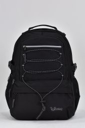 Elatae Unisex Çok Gözlü Günlük Seyahat Okul Sırt Çantası Siyah 51534 - 1