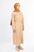 Çıtçıtlı Rivetli Trençkot - Bej - 8