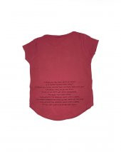 Kız Çocuk Nar Çiçeği Renk Pamuklu Oval Kesim Armut Desenli Kısa Kollu T-shirt - 2