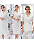 BirolGaye  42007 Lohusa 4 Lü Pijama Gecelik Sabahlık Tk thumbnail 1