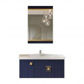 Denko Lennestad 100 cm MDF Mat Lacivert Banyo Dolabı Takımı - 1