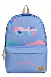 Elatae Su Geçirmez Çok Gözlü Kız Çocuk Seyahat Okul Sırt Çantası Mavi K1498 - 1