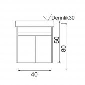 Denko Natalia 40 cm MDF Kül Gri Banyo Dolabı Alt Modül ve Seramik Lavabo - 3