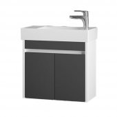 Denko Natalia 60 cm MDF Antrasit Gri Banyo Dolabı Alt Modül ve Seramik Lavabo - 2