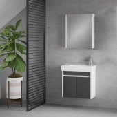 Denko Natalia 60 cm MDF Antrasit Gri Banyo Dolabı Takımı - 2