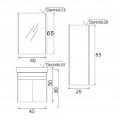Denko Natalia 40 cm MDF Kül Gri Banyo Dolabı Takımı ve Boy Dolabı - 6