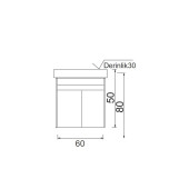 Denko Natalia 60 cm MDF Antrasit Gri Banyo Dolabı Alt Modül ve Seramik Lavabo - 3