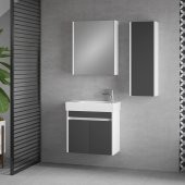 Denko Natalia 60 cm MDF Antrasit Gri Banyo Dolabı Takımı ve Boy Dolabı - 2