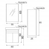 Denko Natalia 60 cm MDF Antrasit Gri Banyo Dolabı Takımı ve Boy Dolabı - 6
