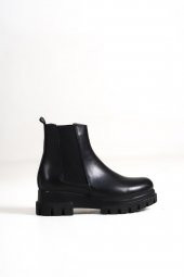 Wank Siyah Hakiki Deri Kalın Taban Lastikli Bilekte Bot - 4