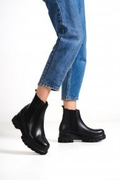 Wank Siyah Hakiki Deri Kalın Taban Lastikli Bilekte Bot - 3