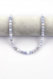 Mavi Kalsedon Doğal Taş Dizi 8 mm Küre Kesim thumbnail 2