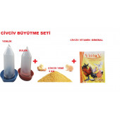 Civciv Büyütme Seti ( Civciv yemlik+civciv Suluk+ Civciv yemi 3 kg + Civciv Vitamin- Mineral ) - 1