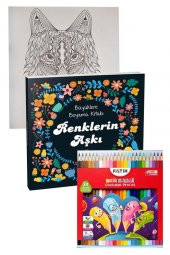 Renklerin Aşkı Büyüklere Boyama Kitabı Fatih 24 Renk Kuru Boya 1 Adet Ema Boyama Kitabı Büyükler İçin Mandala Yaratıcı Boyama - 1