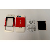 Nokia 5300 Kapak Nokia 5300 uyumlu Beyaz Kırmızı ön Kapak Arka Kapak ve Tuş Takımı - 1