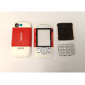 Nokia 5300 Kapak Nokia 5300 uyumlu Beyaz Kırmızı ön Kapak Arka Kapak ve Tuş Takımı - 3