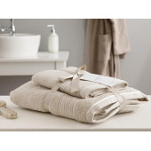 Romantic Stripe Floşlu Banyo Havlusu Takımı Açık Gri - 1