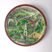 Tabak Duvar Süsü Masa Dekor Seramik Türk Bayraklı  Kemer Temalı Tabak thumbnail 5