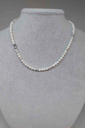 Havlit Taşı 4mm 1000 Ayar Gümüş İpli Kolye (Klipsli) thumbnail 1