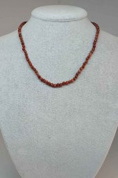 Jasper Taşı Faset Kesim 4mm 1000 Ayar Gümüş İpli Kolye (Klipsli) (9853) thumbnail 1