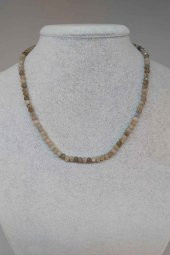 Labradorit Taşı Faset Kesim 4.5-5mm Aralığı 1000 Ayar Gümüş İpli Kolye (Klipsli) thumbnail 1