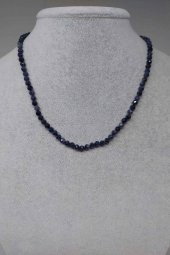 Safir Taşı 4mm 1000 Ayar Gümüş İpli Kolye (Klipsli) thumbnail 1