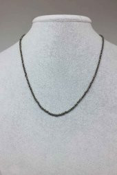 Pirit Taşı 2mm 1000 Ayar Gümüş İpli Kolye (Klipsli) thumbnail 1