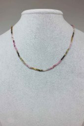 Turmalin Taşı 2mm 1000 Ayar Gümüş İpli Kolye (Klipsli) thumbnail 1