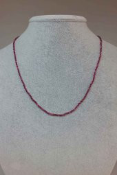 Lal (Garnet - Granat ) Taşı 2mm 1000 Ayar Gümüş İpli Kolye (Klipsli) thumbnail 1