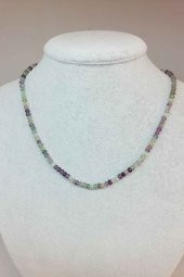 Florit Taşı Rondela Faset Kesim 3.5*2.5mm 1000 Ayar Gümüş İpli Kolye (Klipsli) thumbnail 1