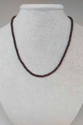 Lal (Granat) (Garnet) Taşı 4-4.5mm Aralığı 1000 Ayar Gümüş İpli Kolye (Klipsli) thumbnail 1