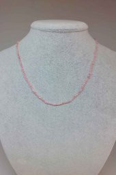 Morganit Taşı 2mm 1000 Ayar Gümüş İpli Kolye (Klipsli) thumbnail 1