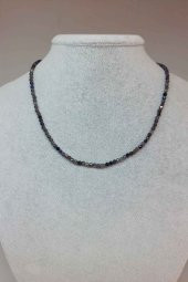 Su Safiri (İyolit) Taşı 3mm 1000 Ayar Gümüş İpli Kolye (Klipsli) thumbnail 1