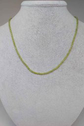 Peridot (Zebercet) Taşı 2mm 1000 Ayar Gümüş İpli Kolye (Klipsli) thumbnail 1