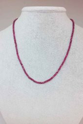 Yakut Taşı Küp Şekilli 2.5mm 1000 Ayar Gümüş İpli Kolye (Klipsli) - 1