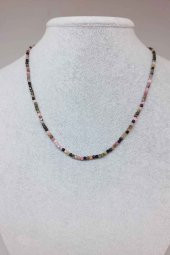 Turmalin Taşı Küp Şekilli 2.5mm 1000 Ayar Gümüş İpli Kolye (Klipsli) thumbnail 1