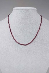 Lal (Granat) (Garnet) Taşı Küp Şekilli 2.5mm 1000 Ayar Gümüş İpli Kolye (Klipsli) thumbnail 1