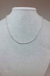 Kristal Kuvars Taşı 3mm 1000 Ayar Gümüş İpli Kolye (Klipsli) thumbnail 1