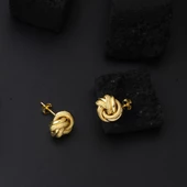 14 Ayar Klipsli Düğüm Altın Küpe thumbnail 4