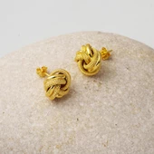 14 Ayar Klipsli Düğüm Altın Küpe thumbnail 3