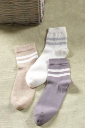 3 Çift Unisex Çizgili Uzun Çorap | Extra Soft Unisex Pamuklu Soket Çorap - 1