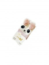 Kız Bebek 0-6 Ay Kedi Figürlü Peluş Tüy Kulaklı Çorap - 1