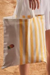 Ananas Desen Baskılı Plaj Çantası - 2