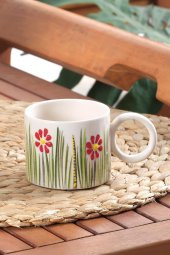 Flower | El Yapımı Seramik Kupa Fincan Bardak Mug Seramik Double Türk Kahve Fincanı - 1