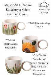 Ivy | El Yapımı Seramik Kupa Fincan Bardak Mug Seramik Double Türk Kahve Fincanı - 4