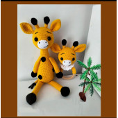 Amigurumi zürafa uyku arkadaşı ve çıngırak yenidoğan bebek hediyesi organik oyuncak bebek - 1