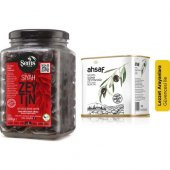 AHSAF  Soğuk Sıkım Natürel Sızma 500 ml Teneke + Şems Zeytin 291-230 Kalibre Yağlı Sele 1 kg  Cam Kavanoz - 1
