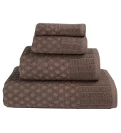 Textile Colors Lüks Dokulu 4 Parça Mürdüm %100 Pamuk Banyo Havlu Seti thumbnail 1