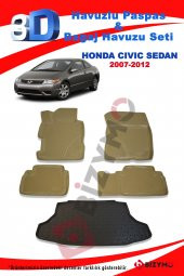 Honda Civic Sedan 2007-2012 Bej Havuzlu Paspas ve Bagaj Seti Bizymo - 2